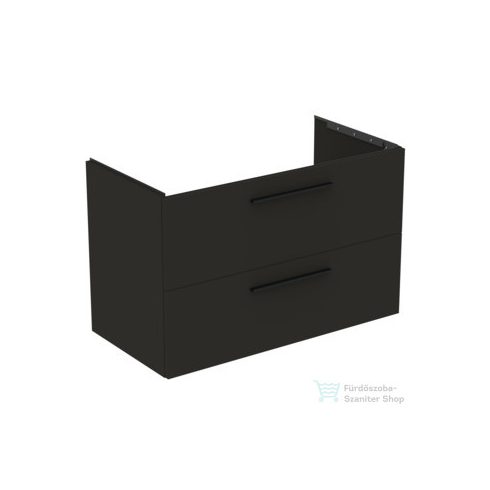 Ideal Standard I.Life B 100x50,5 cm-es 2 fiókos fali szekrény mosdó és fogantyú nélkül,Carbon grey matt T5276NV