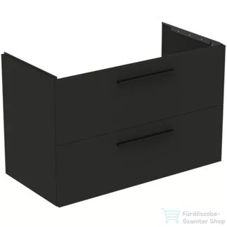 Ideal Standard I.Life B 100x50,5 cm-es 2 fiókos fali szekrény mosdó és fogantyú nélkül,Carbon grey matt T5276NV