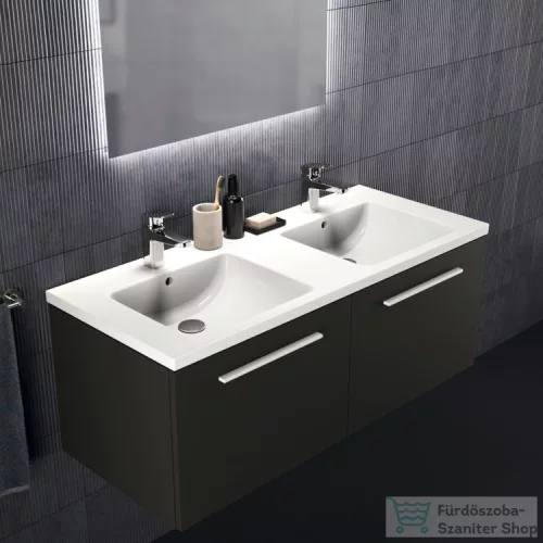 Ideal Standard I.Life B 120x50,5 cm-es 2 fiókos fali szekrény mosdó és fogantyú nélkül,Carbon grey matt T5277NV