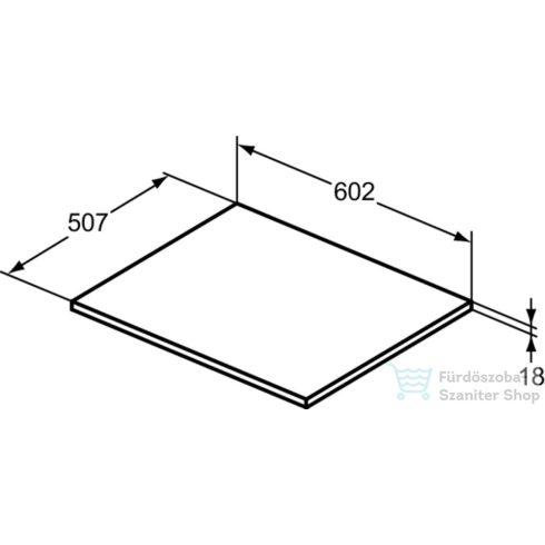 Ideal Standard I.LIFE B 60,2x50,7x1,8 cm-es pult bútorra,kivágás nélkül,Quartz grey matt T5281NG