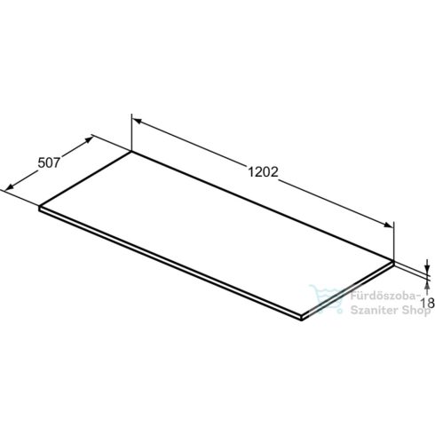 Ideal Standard I.LIFE B 120,2x50,7x1,8 cm-es pult bútorra,kivágás nélkül,Carbon grey matt T5284NV