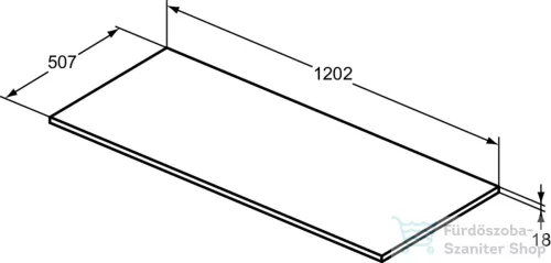 Ideal Standard I.LIFE B 120,2x50,7x1,8 cm-es pult bútorra,kivágás nélkül,Carbon grey matt T5284NV