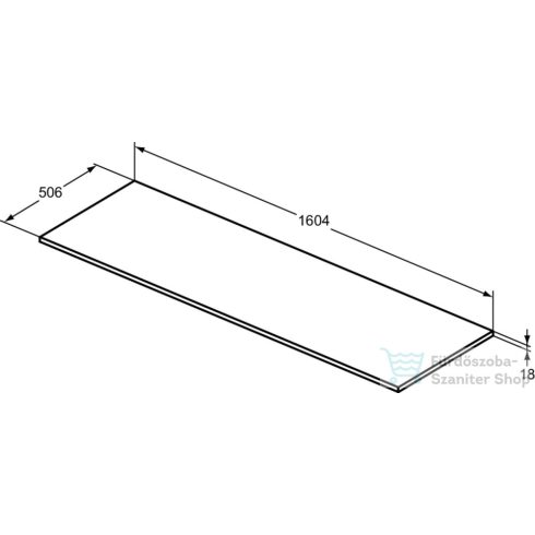 Ideal Standard I.LIFE B 160,4x50,6x1,8 cm-es pult bútorra,kivágás nélkül,Carbon grey matt T5285NV