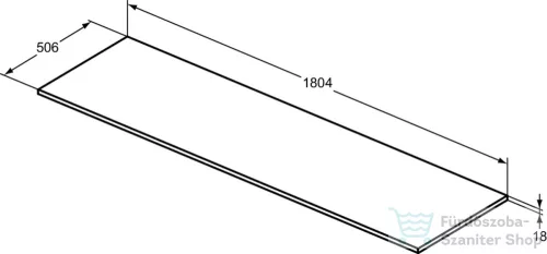 Ideal Standard I.LIFE B 180,4x50,6x1,8 cm-es pult bútorra,kivágás nélkül,Greige matt T5286NH