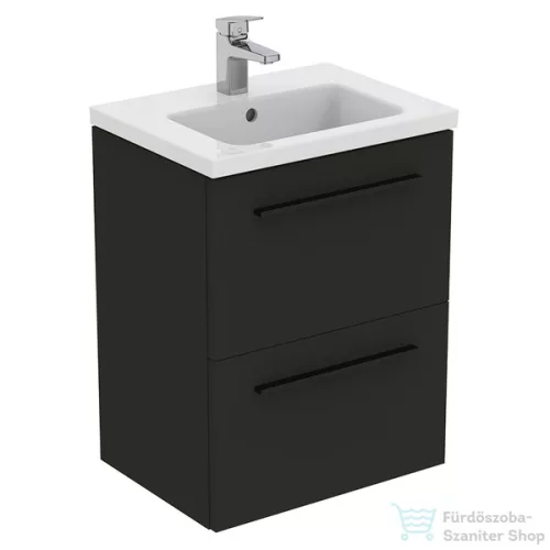 Ideal Standard I.Life S 50x37,5 cm-es 2 fiókos fali szekrény mosdó és fogantyú nélkül,Carbon grey matt T5291NV