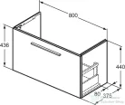 Ideal Standard I.Life S 80x37,5 cm-es 1 fiókos fali szekrény mosdó és fogantyú nélkül,Carbon grey matt T5294NV