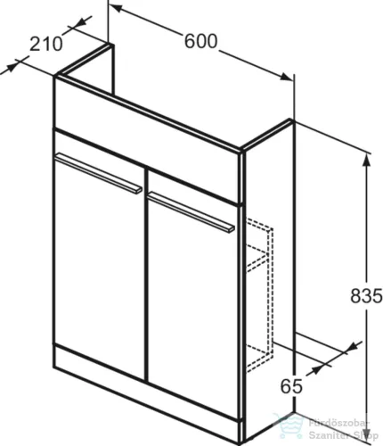 Ideal Standard I.Life S 60x21 cm-es 2 ajtós álló szekrény mosdó és fogantyú nélkül,Carbon grey matt T5298NV