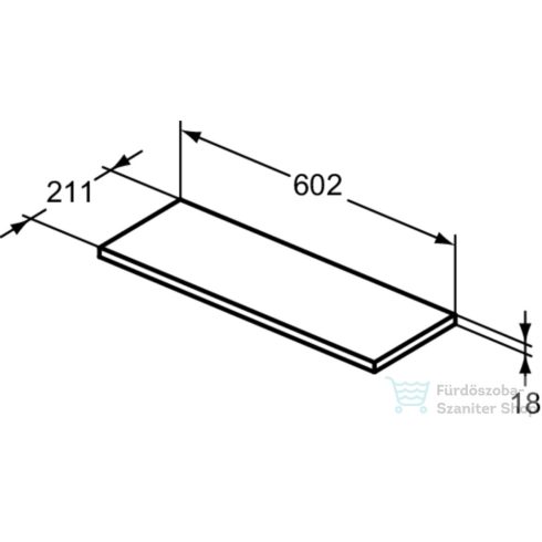 Ideal Standard I.LIFE S 60,2x21,1x1,8 cm-es pult bútorra,kivágás nélkül,Natural oak T5300NX