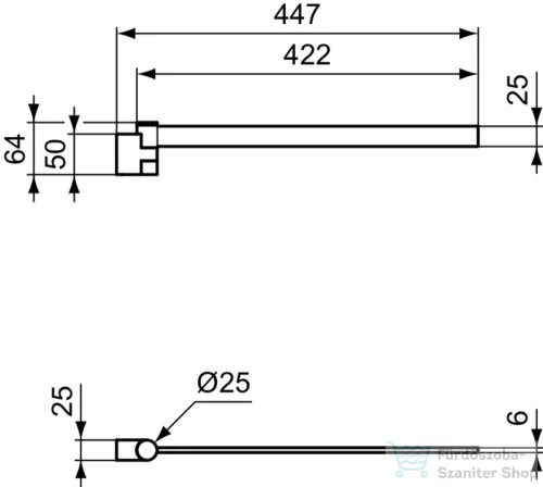 Ideal Standard CONCA SQUARED 45 cm-es törölközőtartó,silver storm T5393GN