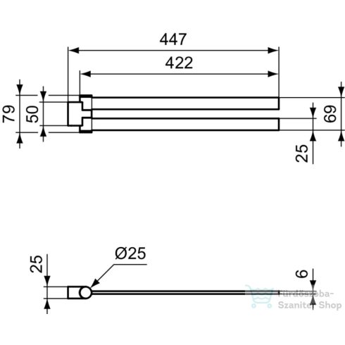 Ideal Standard CONCA SQUARED 45 cm-es dupla törölközőtartó,Brushed gold T5395A2
