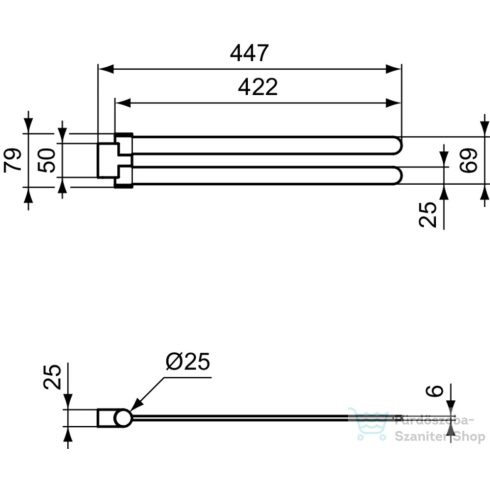 Ideal Standard CONCA ROUND 45 cm-es forgatható dupla törölközőtartó,SIlver storm T5396GN