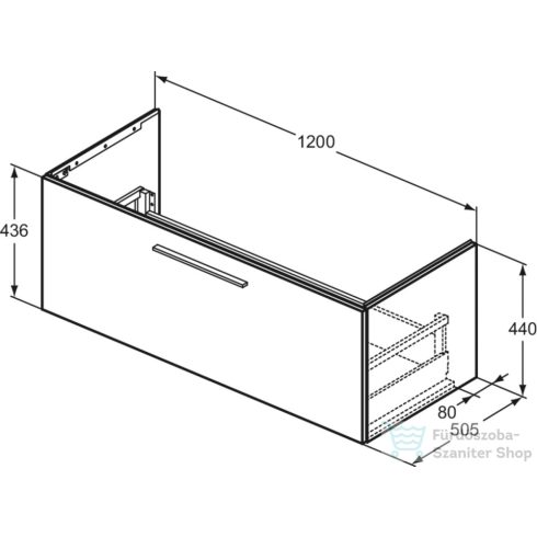 Ideal Standard I.Life B 120x50,5 cm-es 1 fiókos fali szekrény mosdó és fogantyú nélkül,matt fehér T5515DU