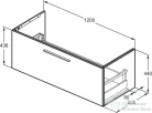 Ideal Standard I.Life B 120x50,5 cm-es 1 fiókos fali szekrény mosdó és fogantyú nélkül,Carbon grey matt T5515NV