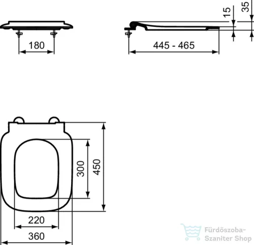 Ideal Standard I.LIFE B wc ülőke gyűrű tető nélkül,fehér T555601