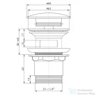 AQUALINE KLIK-KLAK mosdólefolyó, nagy dugóval, 1"1/4, 25-45mm, réz/króm TF7001