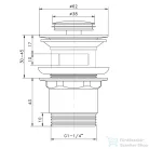 AQUALINE klik-klak mosdólefolyó, kis dugóval, 5/4“, 25-45mm, réz/króm TF8001