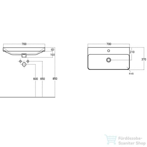Sapho THALIE kerámiamosdó, 70x37cm (TH11070)
