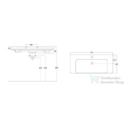 Sapho THALIE 105 mosdó 105x46 cm  TH11105