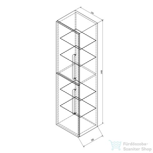 Sapho PURA állószekrény, 2 ajtóval, balos/jobbos, 35x140x30cm, fehér (TH350-3030)