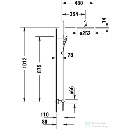 Duravit ShowerSystem termosztátos zuhanyrendszer, szálcsiszolt bronz TH4282008004