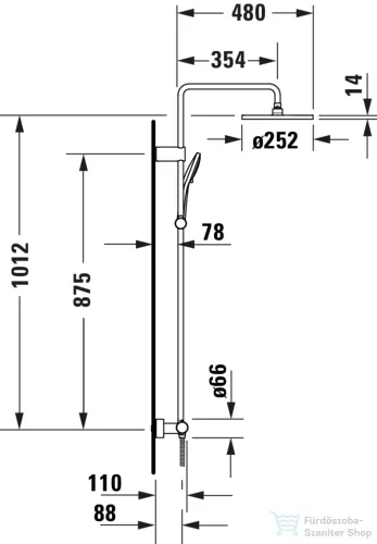 Duravit ShowerSystem termosztátos zuhanyrendszer, szálcsiszolt bronz TH4282008004
