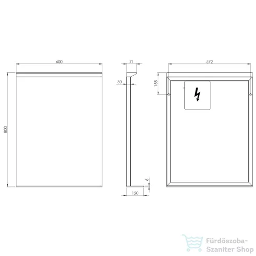 Sapho TRAKA LED tükör világítással és polccal, 60x80cm (TK060)