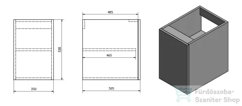 Sapho TREOS ajtós szekrény, jobbos/balos, alsó, 35x53x50,5cm, matt fehér (TS035-3131)