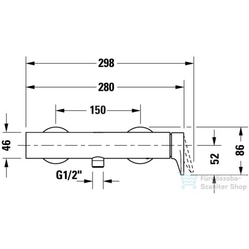 Duravit TULUM egykaros zuhanycsaptelep zuhanyszett nélkül, matt fekete TU4230000046
