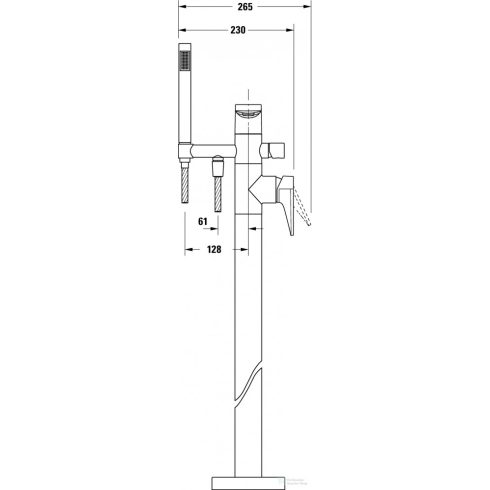 Duravit TULUM szabadonálló kádtöltő csaptelep, zuhanyszettel, matt fekete TU5250000046