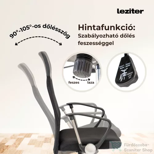 Leziter Fit ergonomikus irodai forgószék, fekete TY8045-1