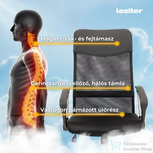 Leziter Fit ergonomikus irodai forgószék, fekete TY8045-1