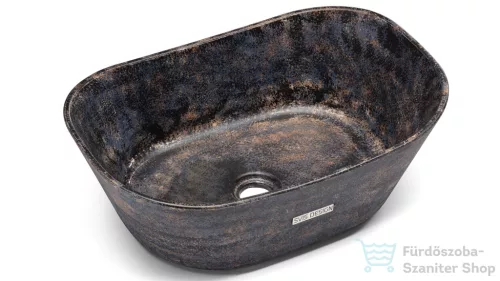 Svis Design mosdó 50 cm LIBRA BASIC - DARK STONE kék, okker és fekete, matt lakk UBX.LIBRA.BC.050.000.DS.01.1