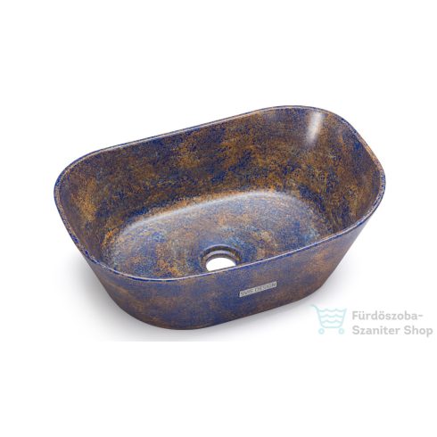 Svis Design mosdó 50 cm LIBRA BASIC - GRANITE kék és okker, félmatt lakk UBX.LIBRA.BC.050.000.GR.02.2