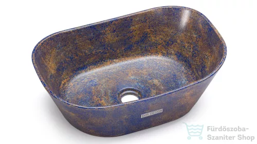 Svis Design mosdó 50 cm LIBRA BASIC - GRANITE kék és okker, félmatt lakk UBX.LIBRA.BC.050.000.GR.02.2