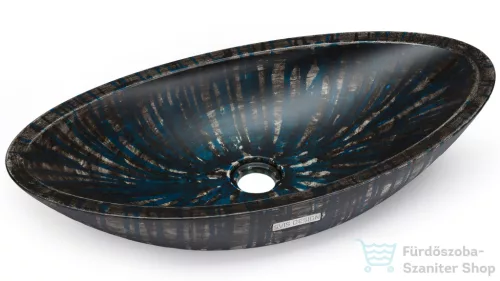 Svis Design ORION BASIC mosdó 60 cm - BLACKSMITH, fekete és kék, matt lakk UBX.ORION.BC.060.000.BS.02.1
