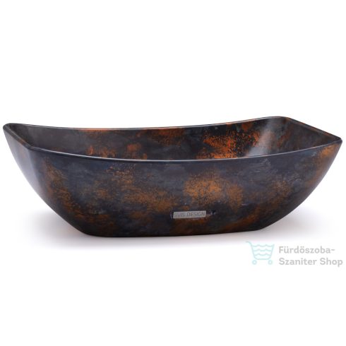Svis Design mosdó 50 cm VIRGO BASIC - ALCHEMY, kék, fekete és réz, félmatt lakk UBX.VIRGO.BC.050.000.AL.01.2