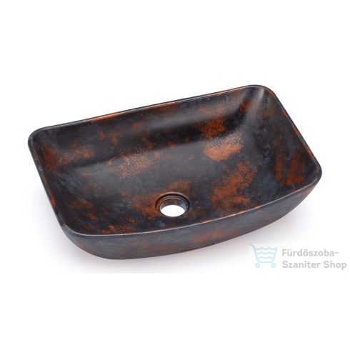 Svis Design mosdó 50 cm VIRGO BASIC - ALCHEMY, kék, fekete és réz, félmatt lakk UBX.VIRGO.BC.050.000.AL.01.2