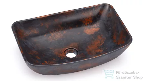 Svis Design mosdó 50 cm VIRGO BASIC - ALCHEMY, kék, fekete és réz, félmatt lakk UBX.VIRGO.BC.050.000.AL.01.2