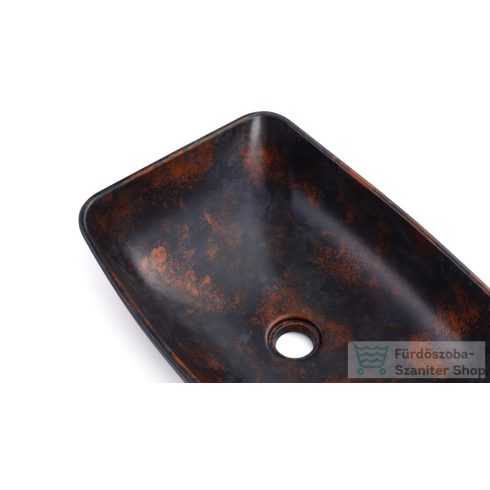 Svis Design mosdó 50 cm VIRGO BASIC - ALCHEMY, kék, fekete és réz, félmatt lakk UBX.VIRGO.BC.050.000.AL.01.2