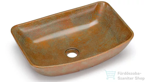 Svis Design mosdó 50 cm VIRGO BASIC - SMOKED METAL, réz és zöld, félmatt lakk UBX.VIRGO.BC.050.000.MS.03.2