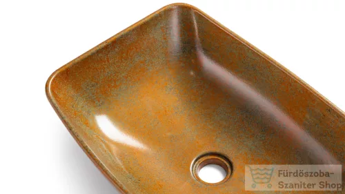 Svis Design mosdó 50 cm VIRGO BASIC - SMOKED METAL, réz és zöld, félmatt lakk UBX.VIRGO.BC.050.000.MS.03.2