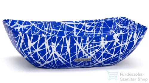 Svis Design mosdó 50 cm VIRGO BASIC - PUNK kék és fehér, matt lakk UBX.VIRGO.BC.050.000.PU.01.1