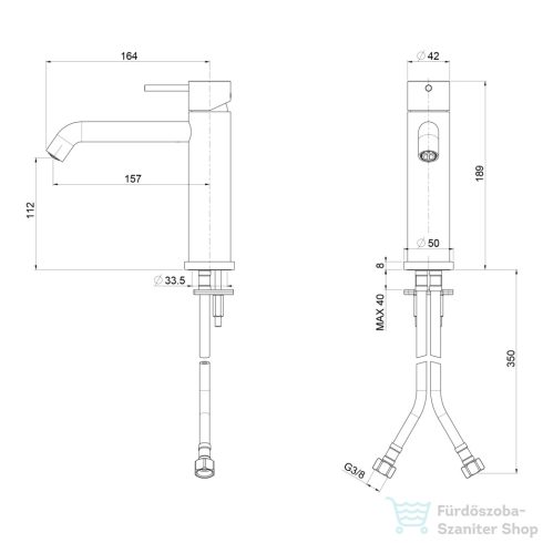Sapho ULTRAMIX álló mosdócsaptelep, közepes méret, matt fekete (UT004B)