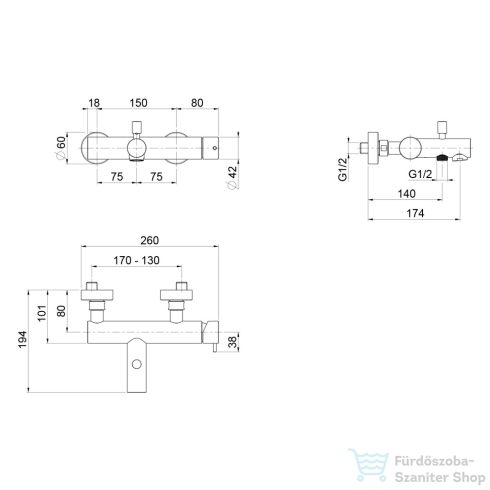 Sapho ULTRAMIX fali kádtöltő csaptelep, matt fekete (UT010B)