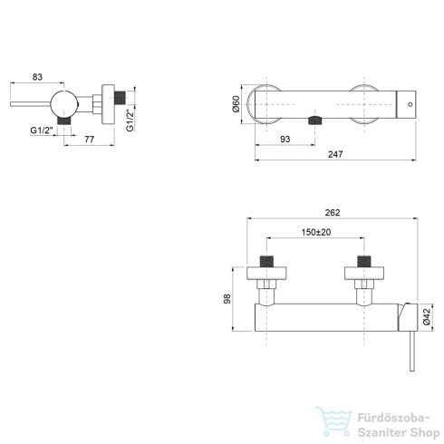 Sapho ULTRAMIX fali zuhany csaptelep, matt fekete/matt arany (UT011BG)