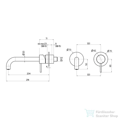 Sapho ULTRAMIX falba süllyesztett csaptelep, 20 cm-es kifolyócsővel, króm (UT018)