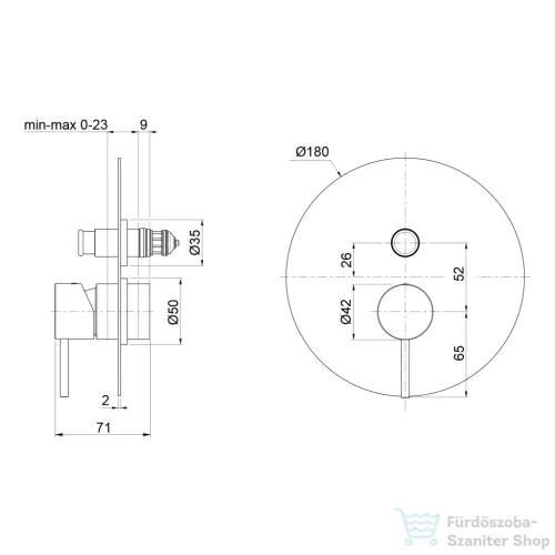 Sapho ULTRAMIX falbasüllyesztett csaptelep, 2-irányú, króm (UT042)