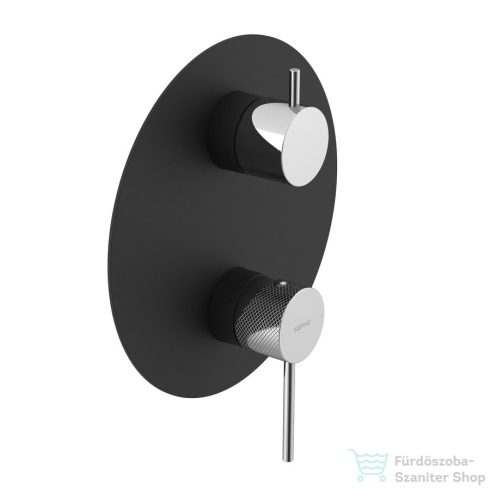 Sapho ULTRASAN falbasüllyesztett csaptelep, 2-irányú, zuhanyváltóval, matt fekete-króm UT043VBC