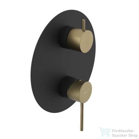 Sapho ULTRASAN falbasüllyesztett csaptelep, 2-irányú, zuhanyváltóval, matt fekete-matt fekete UT043VBG