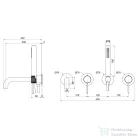 Sapho ULTRASAN falba süllyesztett csaptelep, zuhanyszettel és kifolyócsővel, 2-irányú, matt fekete/matt arany (UT093VBG)